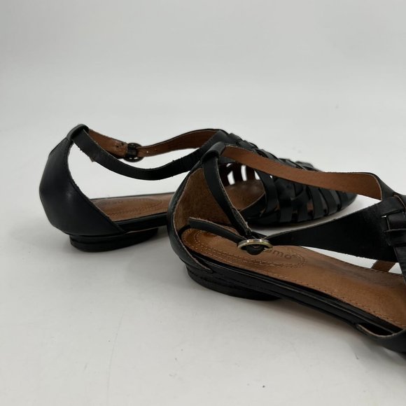 Corso Como Black Leather Strappy Sandals | Buckle Closure - Picture 5 of 9